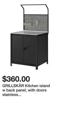 IKEA GRILLSKÄR Kitchen island w back panel, with doors stainless steel/outdoor offer