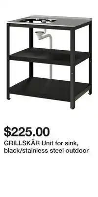 IKEA GRILLSKÄR Unit for sink, black/stainless steel outdoor offer