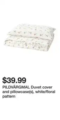 IKEA PILDVÄRGMAL Duvet cover and pillowcase(s), white/floral pattern offer