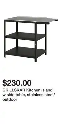 IKEA GRILLSKÄR Kitchen island w side table, stainless steel/outdoor offer