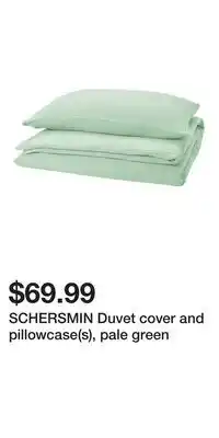 IKEA SCHERSMIN Duvet cover and pillowcase(s), pale green offer