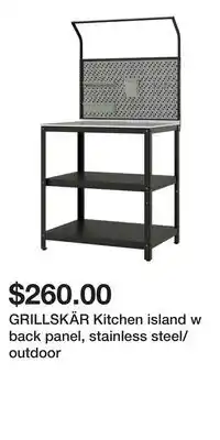 IKEA GRILLSKÄR Kitchen island w back panel, stainless steel/outdoor offer