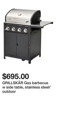 IKEA GRILLSKÄR Gas barbecue w side table, stainless steel/outdoor offer