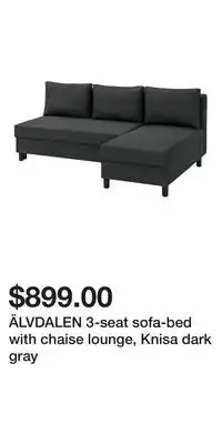 IKEA ÄLVDALEN 3-seat sofa-bed with chaise lounge, Knisa dark gray offer