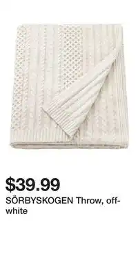 IKEA SÖRBYSKOGEN Throw, off-white offer