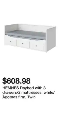 IKEA HEMNES Daybed with 3 drawers/2 mattresses, white/Ågotnes firm, Twin offer