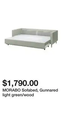 IKEA MORABO Sofabed, Gunnared light green/wood offer