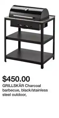 IKEA GRILLSKÄR Charcoal barbecue, black/stainless steel outdoor offer