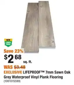 Home Depot Lifeproof Sawn Oak Grey Waterproof Vinyl Plank Flooring offer