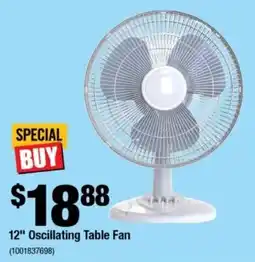 Home Depot Hampton Bay 12" Oscillating Table Fan offer