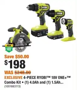 Home Depot Ryobi 18V One+ Combo Kit offer