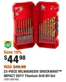 Home Depot Milwaukee shockwave impact duty titanium drill bit set offer