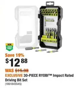 Home Depot Ryobi Impact Rated Driving Bit Set offer