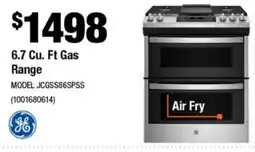 Home Depot General Electric 6.7 Cu. Ft Gas Range offer