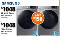 Home Depot Samsung 5.2 Cu. Ft. Washer offer