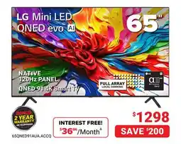 Visions Electronics LG Mini LED QNED evo AI 65 offer