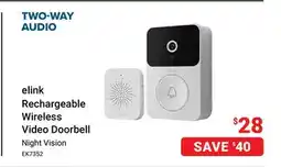 Visions Electronics elink Rechargeable Wireless Video Doorbell Night Vision offer