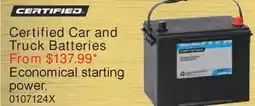 PartSource Certified Car and Truck Batteries offer