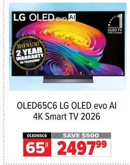 2001 Audio Video OLED65C6 65 LG OLED evo AI 4K Smart TV 2026 offer
