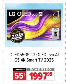 2001 Audio Video OLED55G5 LG OLED evo AI G5 4K Smart TV 2025 offer