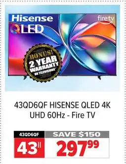 2001 Audio Video 43QD6QF 43 HISENSE QLED 4K UHD 60Hz - Fire TV offer