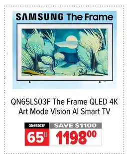 2001 Audio Video QN65LS03F 65 SAMSUNG The Frame QLED 4K Art Mode Vision AI Smart TV offer