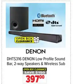 2001 Audio Video DENON Low Profile Sound Bar, 2-way Speakers & Wireless Sub offer