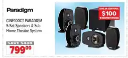 2001 Audio Video CINE100CT PARADIGM 5 Sat Speakers & Sub Home Theatre System offer