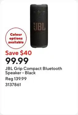 Staples JBL Grip Compact Bluetooth Speaker - Black offer