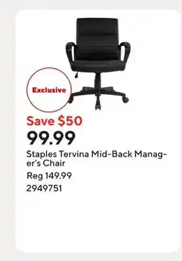 Staples Staples Tervina Mid-Back Manager's Chair offer