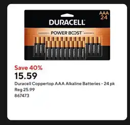 Staples Duracell Coppertop AAA Alkaline Batteries offer