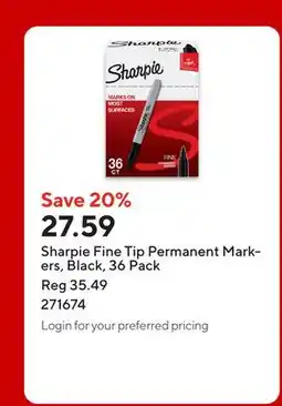 Staples Sharpie Fine Tip Permanent Markers, Black offer