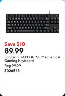 Staples Logitech G413 TKL SE Mechanical Gaming Keyboard offer