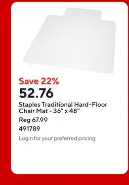 Staples Staples Traditional Hard-Floor Chair Mat - 36 x 48 offer