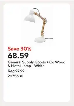 Staples General Supply Goods + Co Wood & Metal Lamp - White offer