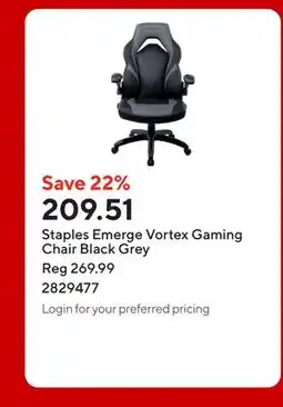 Staples Staples Emerge Vortex Gaming Chair Black Grey offer
