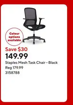 Staples Staples Mesh Task Chair - Black offer