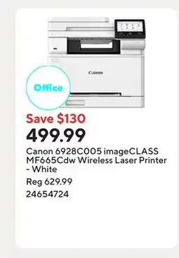 Staples Canon 6928C005 imageCLASS MF665Cdw Wireless Laser Printer - White offer