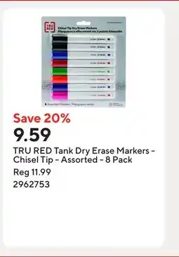 Staples TRU RED Tank Dry Erase Markers - Chisel Tip - Assorted offer