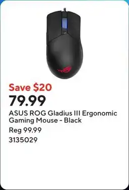Staples ASUS ROG Gladius III Ergonomic Gaming Mouse - Black offer