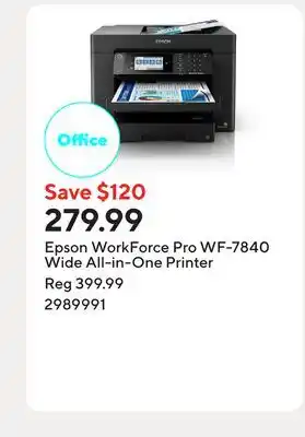 Staples Epson WorkForce Pro WF-7840 Wide All-in-One Printer offer