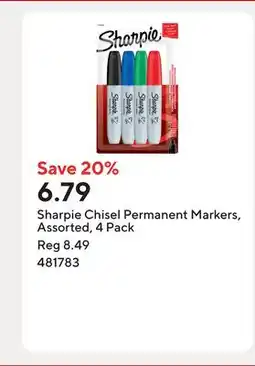 Staples Sharpie Chisel Permanent Markers, Assorted offer
