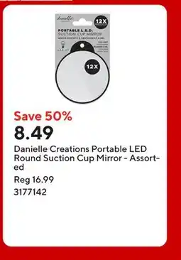 Staples Danielle Creations Portable LED Round Suction Cup Mirror - Assorted offer