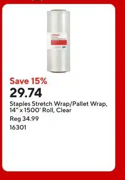 Staples Staples Stretch Wrap/Pallet Wrap, 14 x 1500' Roll, Clear offer