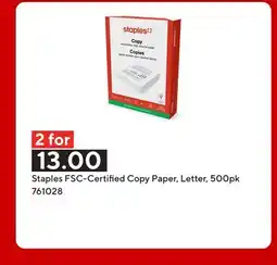 Staples Staples FSC-Certified Copy Paper, Letter offer