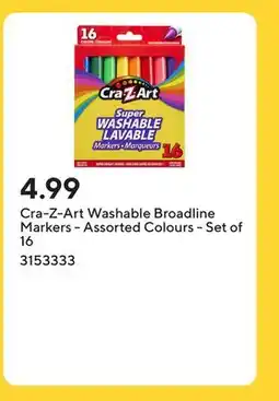 Staples Cra-Z-Art Washable Broadline Markers - Assorted Colours - Set of 16 offer