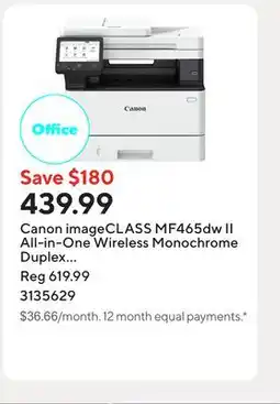 Staples Canon imageCLASS MF465dw II All-in-One Wireless Monochrome Duplex Laser Printer - White offer
