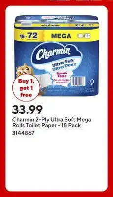 Staples Charmin 2-Ply Ultra Soft Mega Rolls Toilet Paper offer