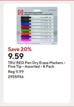 Staples TRU RED Pen Dry Erase Markers - Fine Tip - Assorted offer