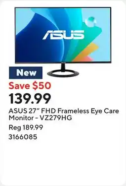 Staples ASUS 27 FHD Frameless Eye Care Monitor - VZ279HG offer